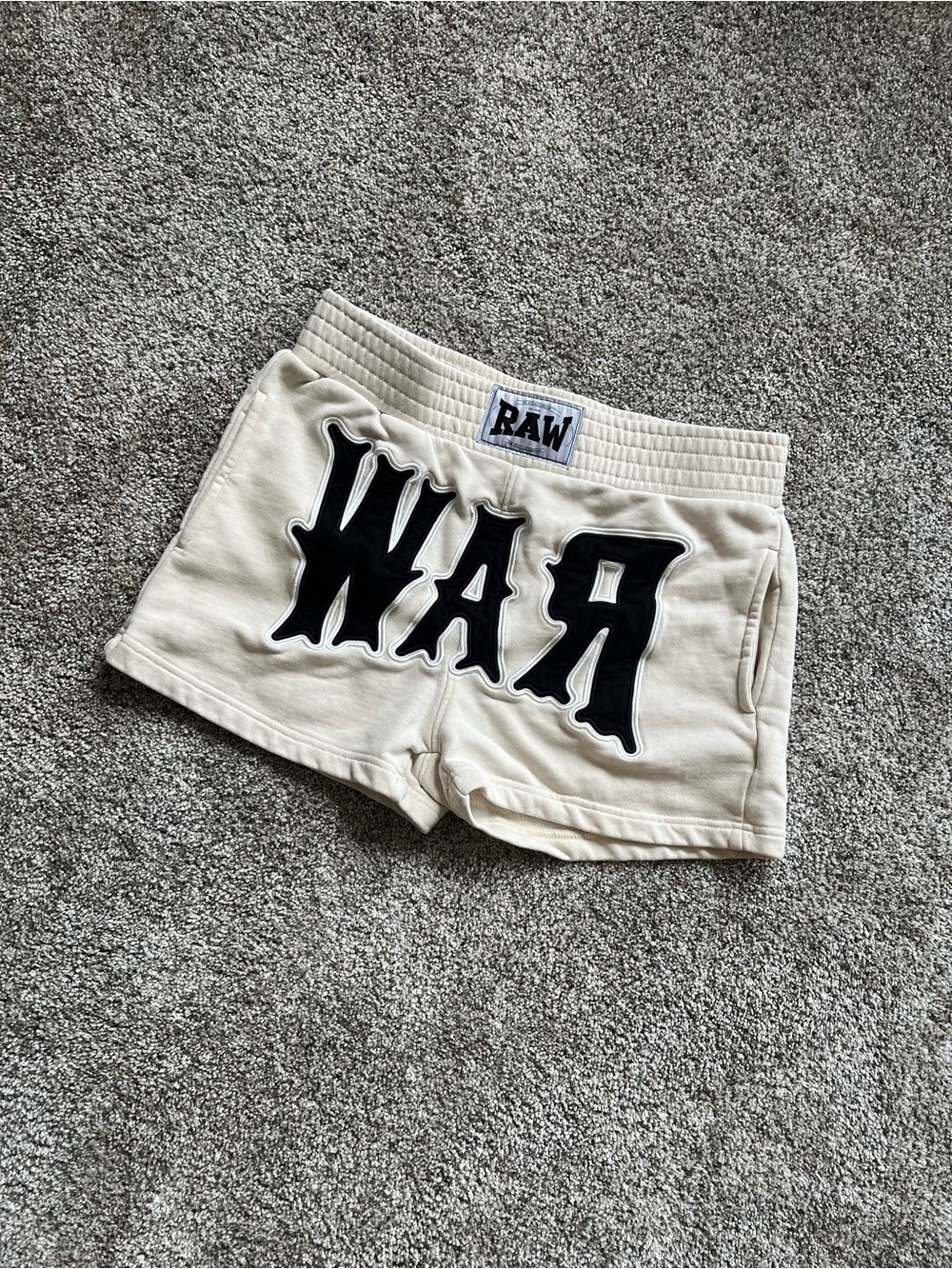 Rawgear Shorts Adult S Beige Cream Sweatshorts Casual Embroidered